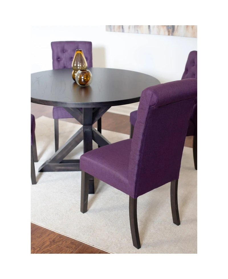 Streamdale Furniture 35" Round Dining Table & 4 Chairs Set - Mid-Century Modern Glass Top