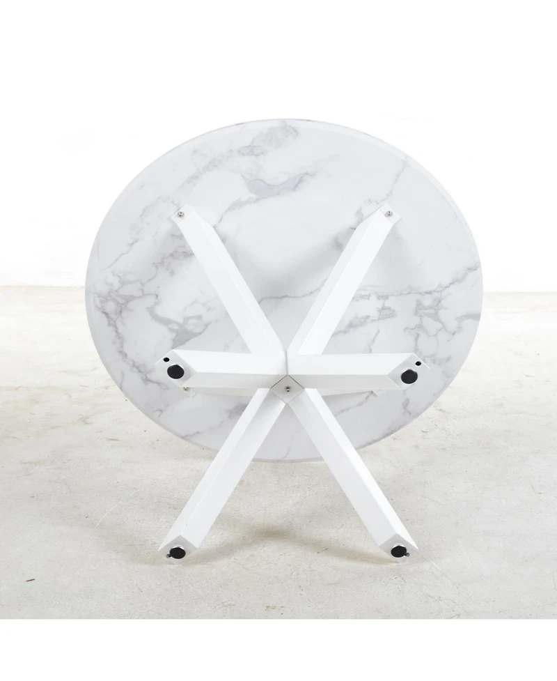 Streamdale Furniture 42.1" White Mid-century Dining Table with Round Mdf Top