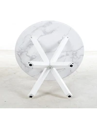 Streamdale Furniture 42.1" White Mid-century Dining Table with Round Mdf Top