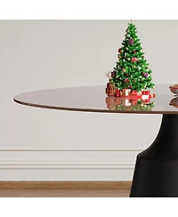 Streamdale Furniture 35" Round Dining Table & 4 Chairs Set - Mid-Century Modern Glass Top