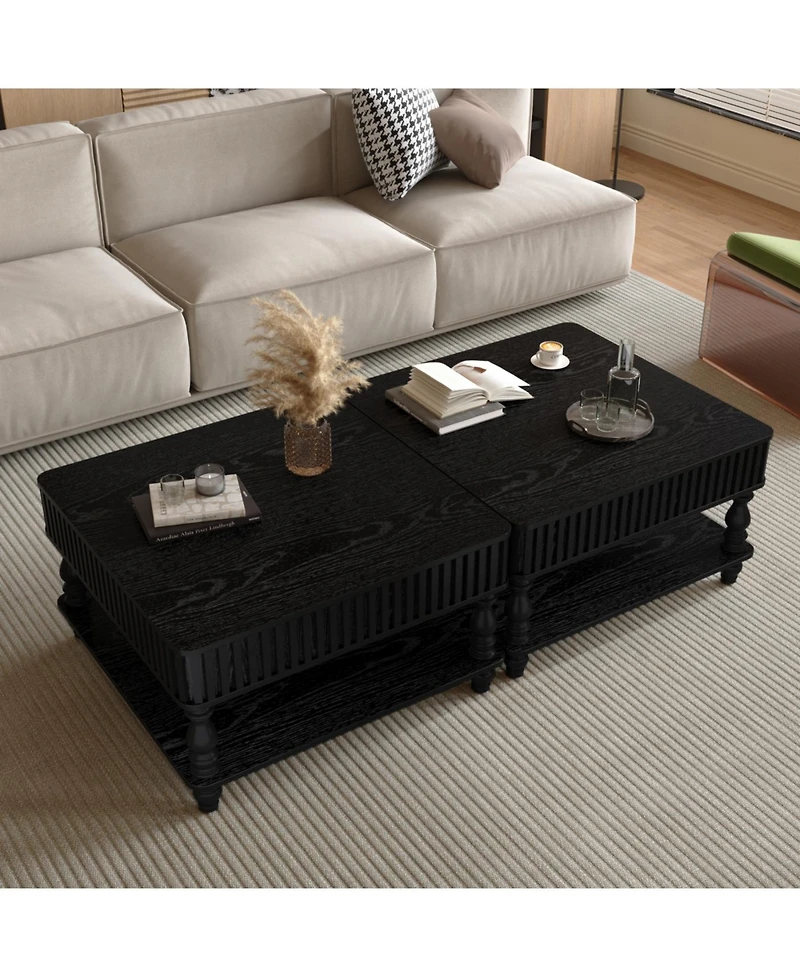 Streamdale Furniture Fluted Lift-Top Coffee Table with Storage