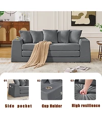 Streamdale Furniture Corduroy Convertible Sofa Bed Loveseat with 5 Pillows