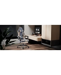 Streamdale Furniture Gaming Chair with Footrest and Massage Lumbar Support