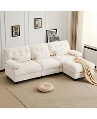 Streamdale Furniture 93" 3+1 Seater Sofa w/ Ottoman, Adjustable Backrest