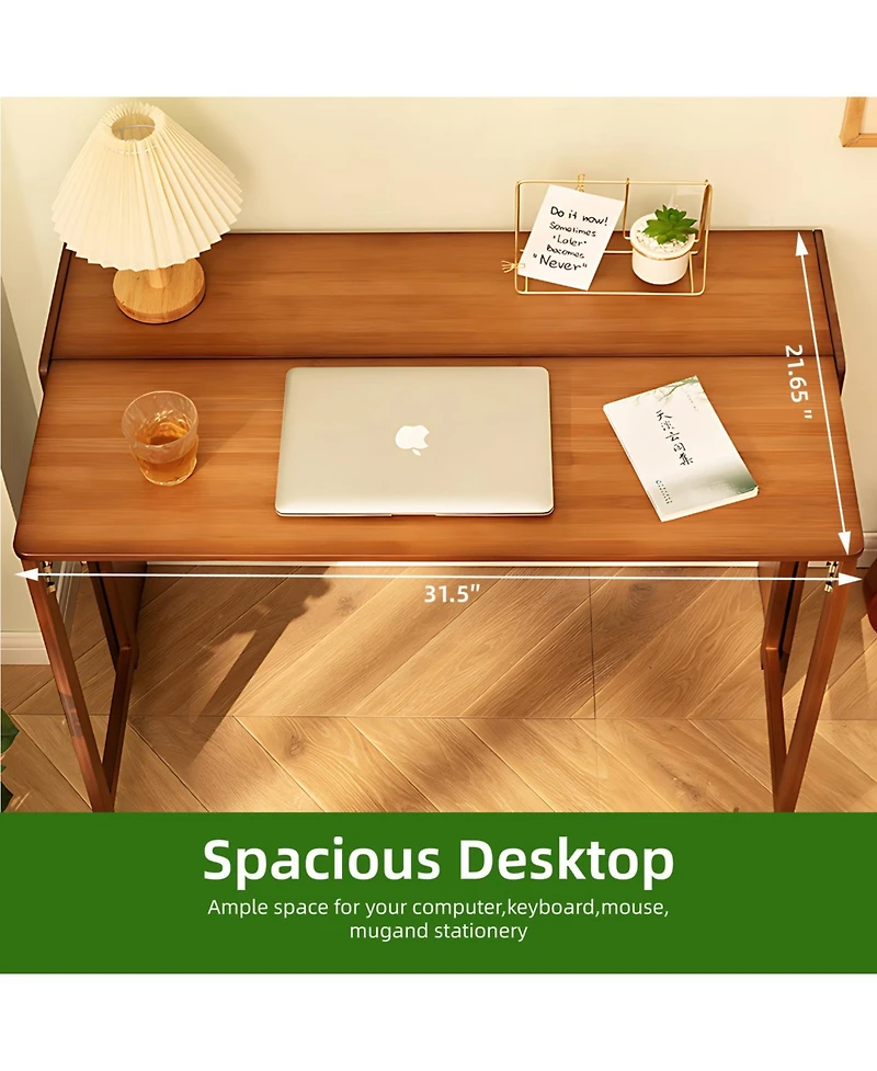 Streamdale Furniture Bamboo Folding Desk - Space-Saving Computer Desk for Small Spaces (Brown)