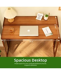 Streamdale Furniture Bamboo Folding Desk - Space-Saving Computer Desk for Small Spaces (Brown)