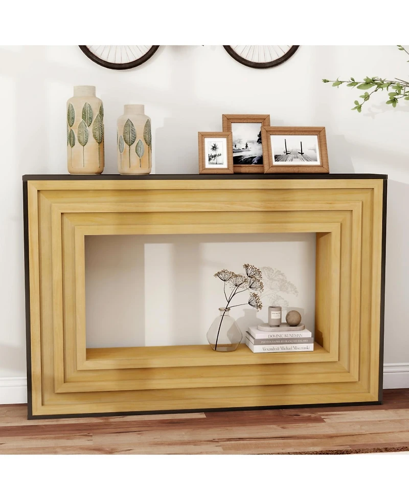 Streamdale Furniture Modern Contrast Console Table with Layered Wood Frame and Top
