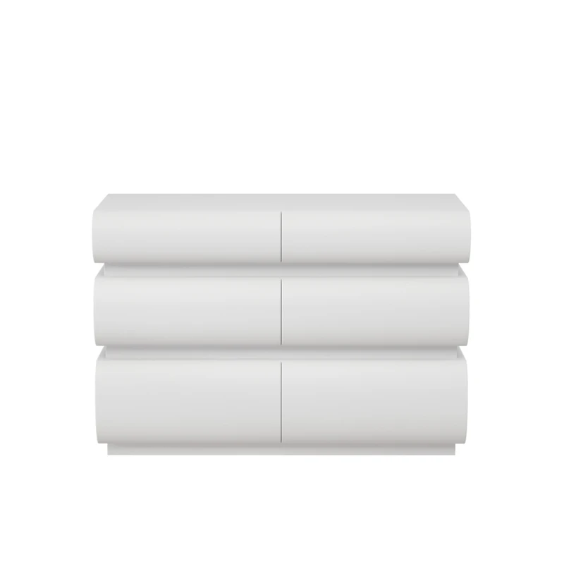 Streamdale Furniture 6 Drawer White Dresser, Modern Wide Storage Chest