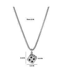 Lucky Brand Men s Dice Pendant Necklace - 22'' Stainless Steel Box Chain
