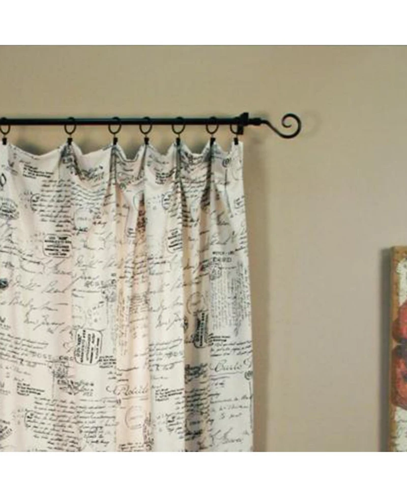 Ellis Curtain Script 100 Percent Fabric Perfect Decorative Classic Print Rod Pocket Panel Window Curtain - 48 x 84, Black