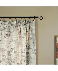 Ellis Curtain Script 100 Percent Fabric Perfect Decorative Classic Print Rod Pocket Panel Window Curtain - 48 x 84, Black