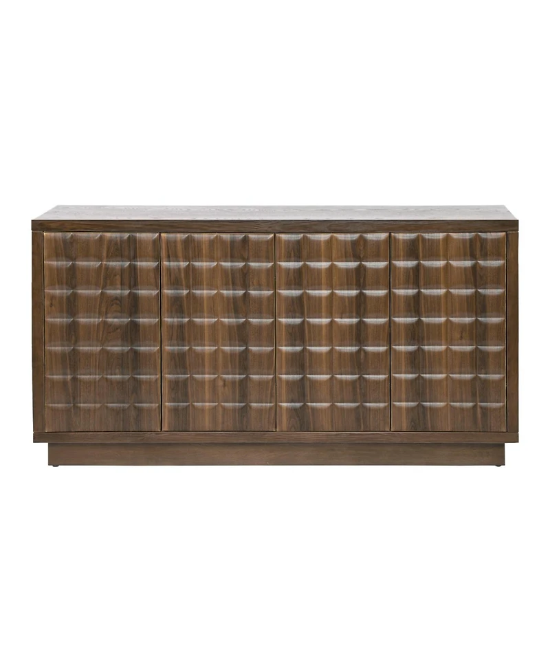 Streamdale Furniture Modern 4-Door Storage Cabinet with Geometric Doors & Metal Trim