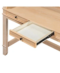 Streamdale Furniture 4-Piece Retro Dining Table Set for 3 with 3 Storage Drawers (Natural