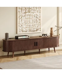 Streamdale Furniture 70" Mid Century Modern Tv Stand with Tambour Doors & Drawers