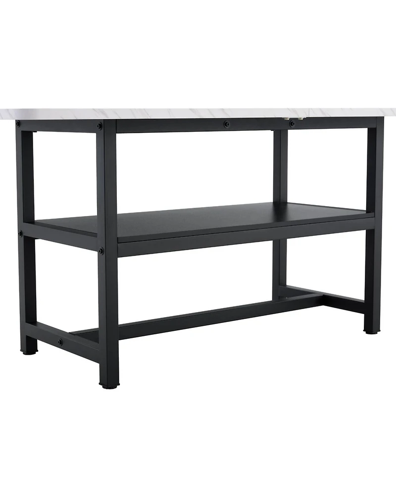 Streamdale Furniture 71" Dining Table with White Textured Mdf Top & Storage Platform