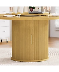 Streamdale Furniture 55" Round Dining Table for Six with Storage Rack & Rotating Tray Natural