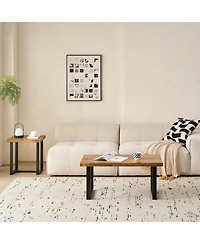 Streamdale Furniture Mdf Coffee Table, Small Tea Table, Walnut with Metal Legs Sofa Table