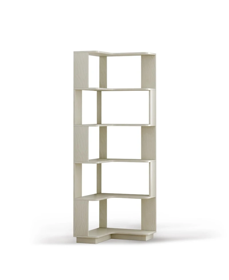 Streamdale Furniture 6 Tier L-Shaped Corner Bookshelf for Living Room/Bedroom, White