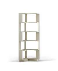 Streamdale Furniture 6 Tier L-Shaped Corner Bookshelf for Living Room/Bedroom, White