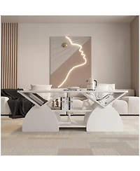 Streamdale Furniture Engineered Wood Rounded Corner Rectangular Coffee Table with Storage