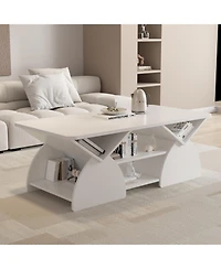 Streamdale Furniture Engineered Wood Rounded Corner Rectangular Coffee Table with Storage