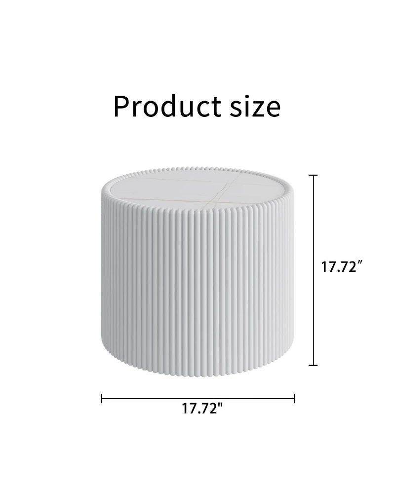 Streamdale Furniture Light Slate Leather End Sofa Table for Living Room