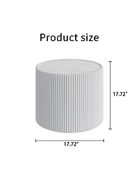 Streamdale Furniture Light Slate Leather End Sofa Table for Living Room