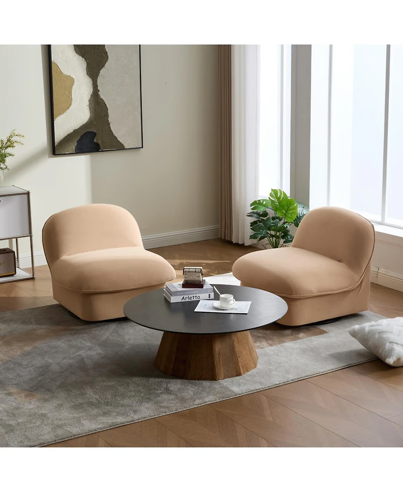 Streamdale Furniture Swivel Chair, Velvet Upholstery, Pumpkin-Shaped, 360-Degree Base