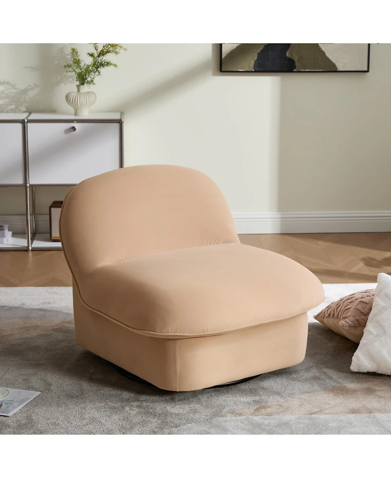 Streamdale Furniture Swivel Chair, Velvet Upholstery, Pumpkin-Shaped, 360-Degree Base