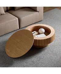 Streamdale Furniture Round Wood Coffee Table with Storage (Ash