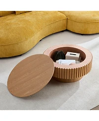 Streamdale Furniture Round Wood Coffee Table with Storage (Ash