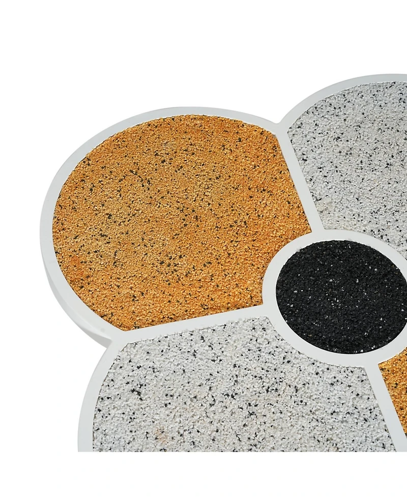 Streamdale Furniture Unique Four-Leaf Clover Side Table with Wood-Grain Base & Storage