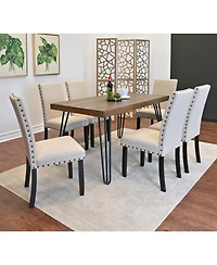 Streamdale Furniture 7-Piece Dining Set, Hairpin Dining Table with 6 Chairs, 3 Color Options