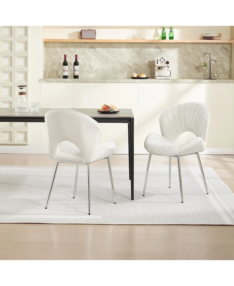Streamdale Furniture Streamdale Modern Design Chair, White Velvet, Set of 2