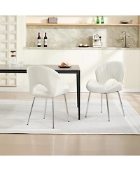 Streamdale Furniture Streamdale Modern Design Chair, White Velvet, Set of 2