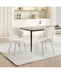 Streamdale Furniture Streamdale Modern Design Chair, White Velvet, Set of 2