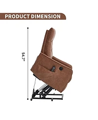 Streamdale Furniture Brown Pu Power Lift Recliner with Massage, Heat & Usb for Elderly