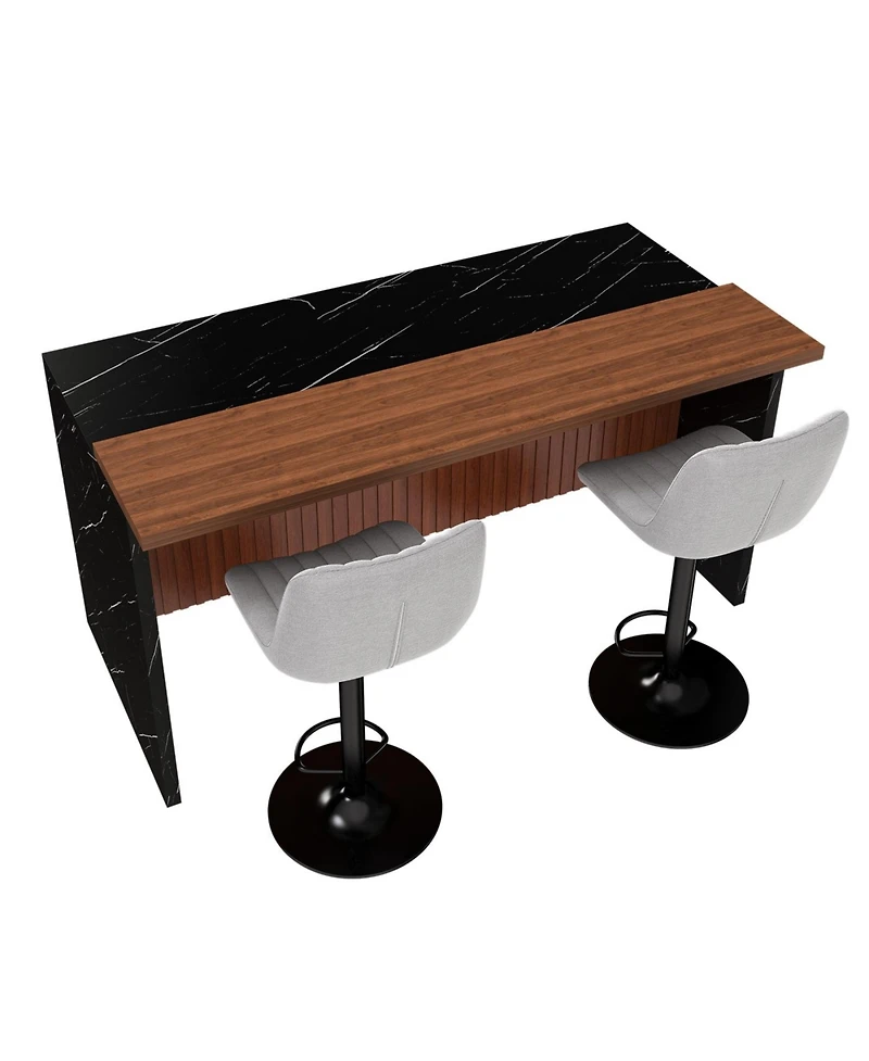 Streamdale Furniture White Marble Look Kitchen Island with Led Lighting