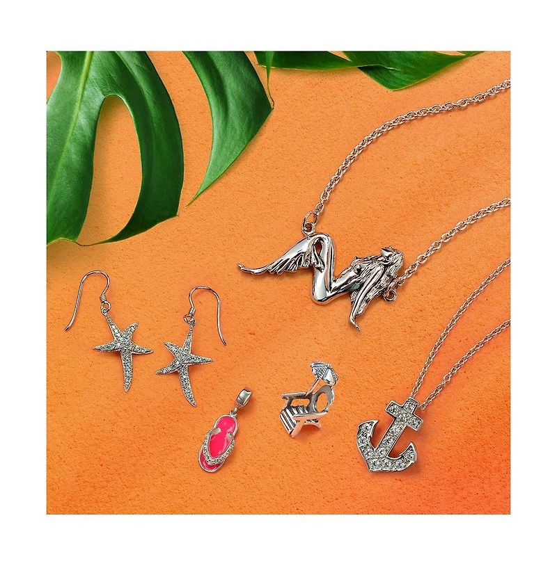 Bling Jewelry Nautical Sideways Sea Siren Mermaids Drop Earrings Mermaid Necklace Pendant Oxidized Sterling Silver