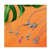 Bling Jewelry Nautical Sideways Sea Siren Mermaids Drop Earrings Mermaid Necklace Pendant Oxidized Sterling Silver