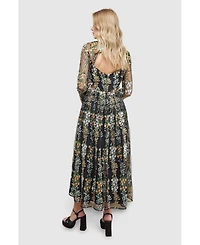 Oasis Women's Open Back Long Sleeve Midi Dress