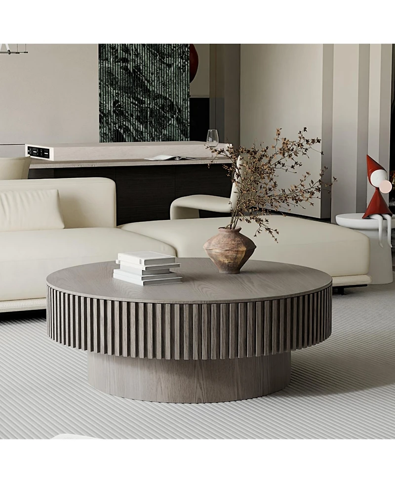 Streamdale Grey Solid Wood Veneered Modern Coffee Table with Storage