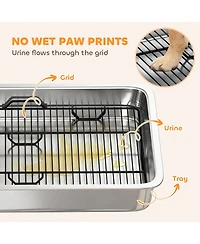 PawHut Dog Potty Tray Stainless Steel, Dog Training Tray, 28" x 20" x 4"