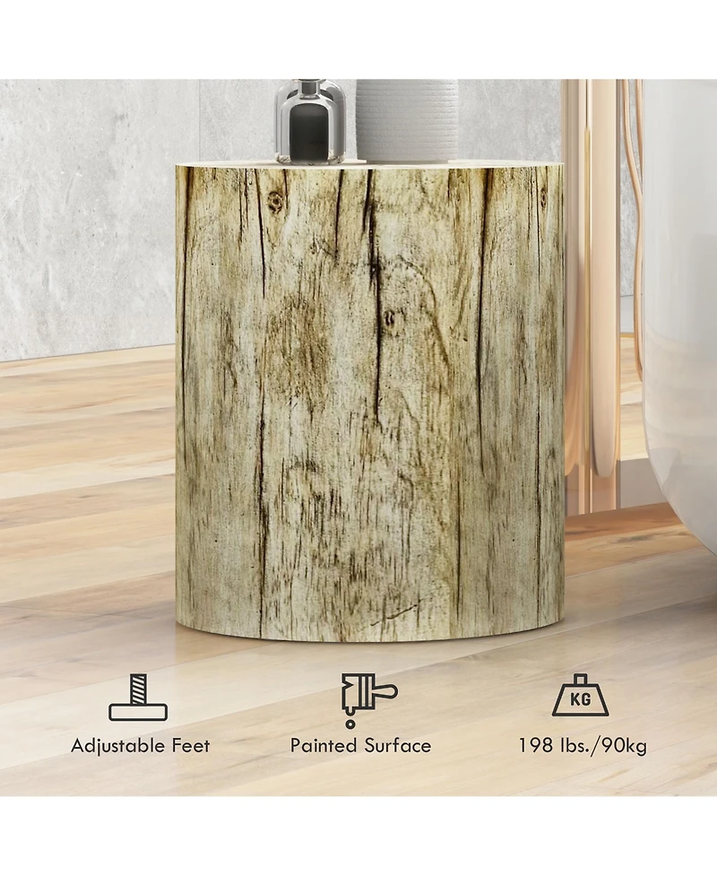 Homcom Tree Stump Stool, Concrete Side Table with Wood Grain Finish