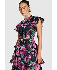 Coast Lace Trim Tiered Organza Midi Dress