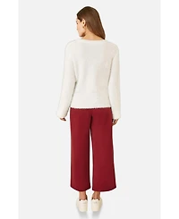 Yumi Women's Sequin Snowflake Fluffy Sweater