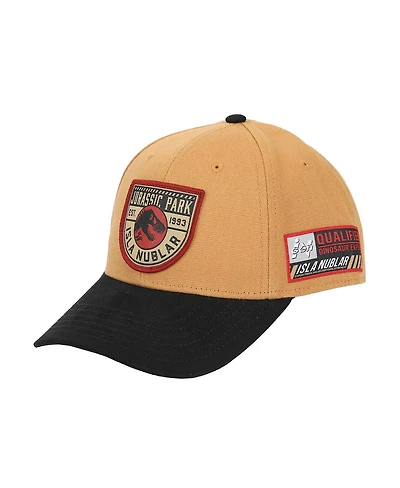 Jurassic Park Men's Logo Woven Patch Tan Canvas B2 Ball Cap