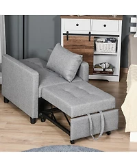 Homcom Recliner Sofa Sleeper Chair with 3 Adjustable Backrest Angles and 4 Wheels