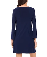 Msk Women's Long-Sleeve Crew Neck Dress