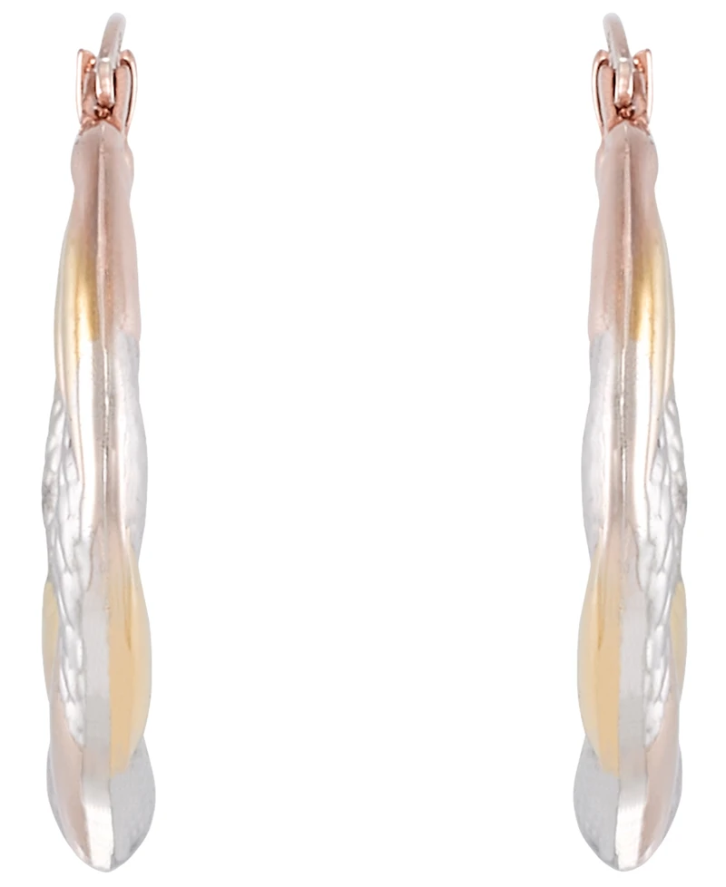 Macy's Dual-Tone Textured Hoop Earrings in 14K Gold Over Sterling Silver